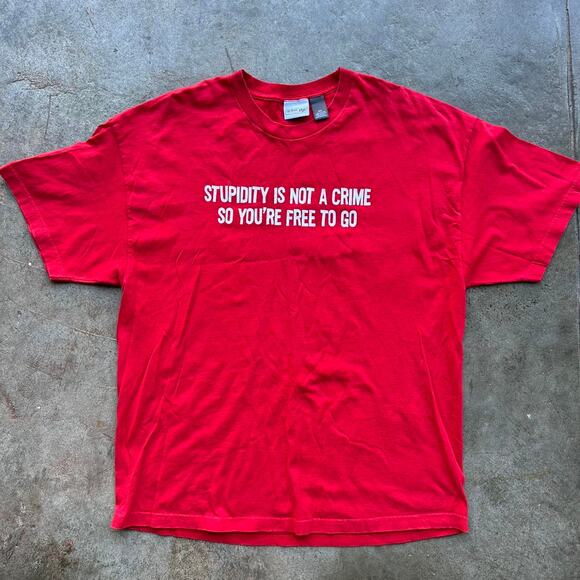 Vintage Stupidity is Not a Crime Red T-Shirt - Picture 1 of 6